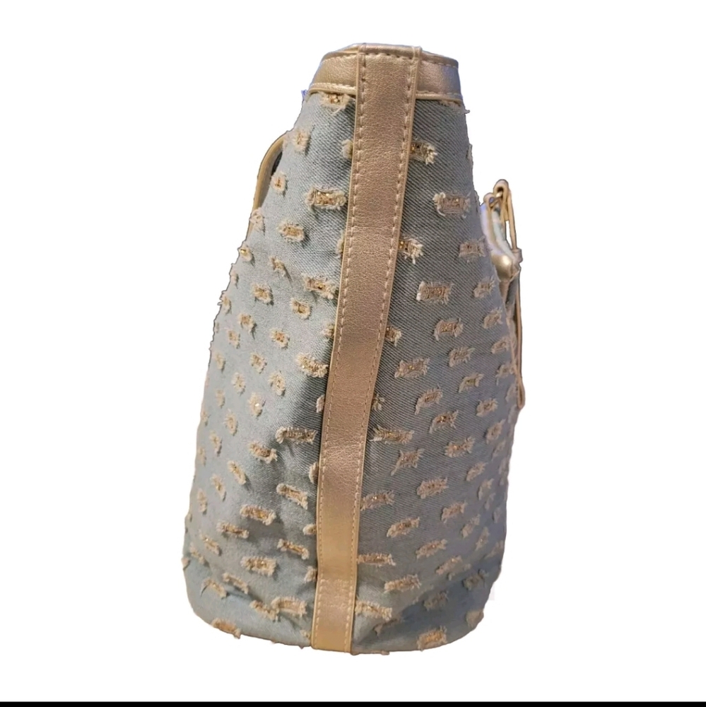 Libby Edelman Light Denim Blue/Gold Bali ToteBag With Matching Wristlet EUC - Picture 4 of 12